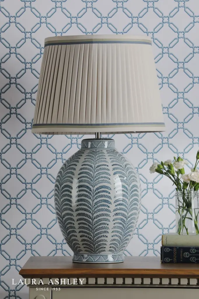 Stannard Blue Ceramic Table Lamp C/W Shade
