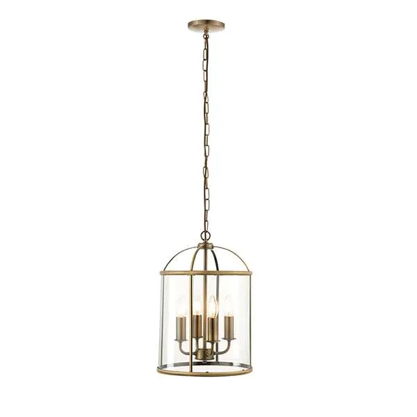 Lambeth 4 Light Pendant in Antique Brass