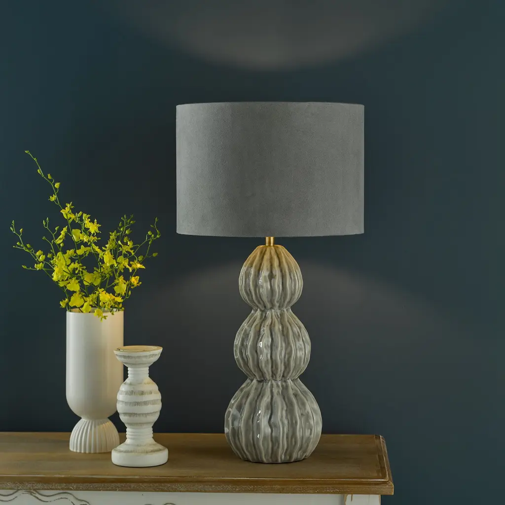 Lorelai Grey Table Lamp C/W Shade