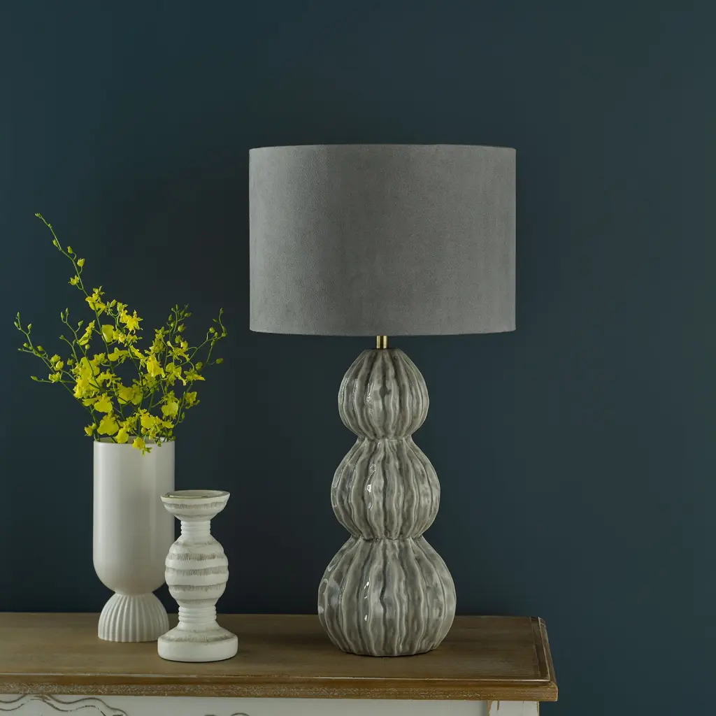 Lorelai Grey Table Lamp C/W Shade