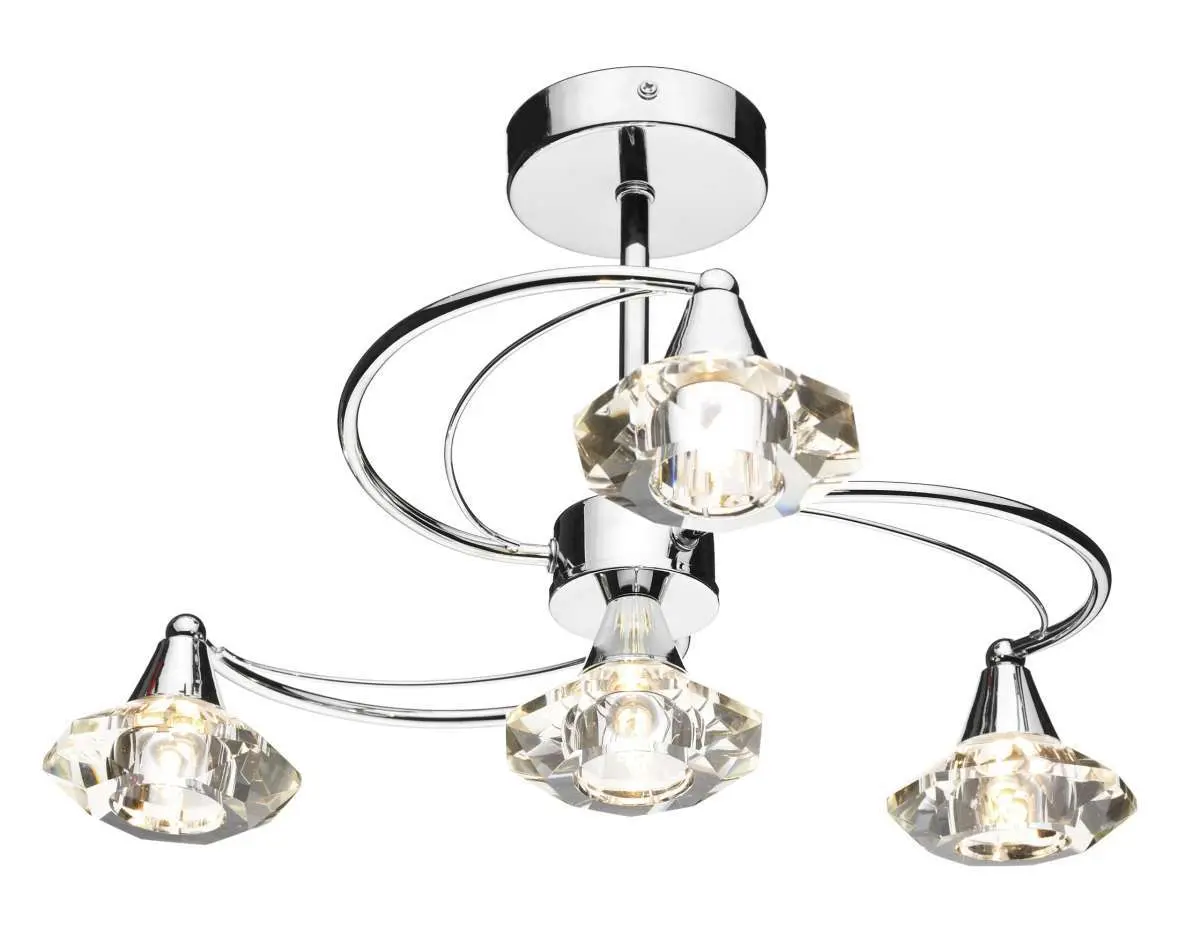Luther 4 Light Polished Chrome Semi Flush Fitting