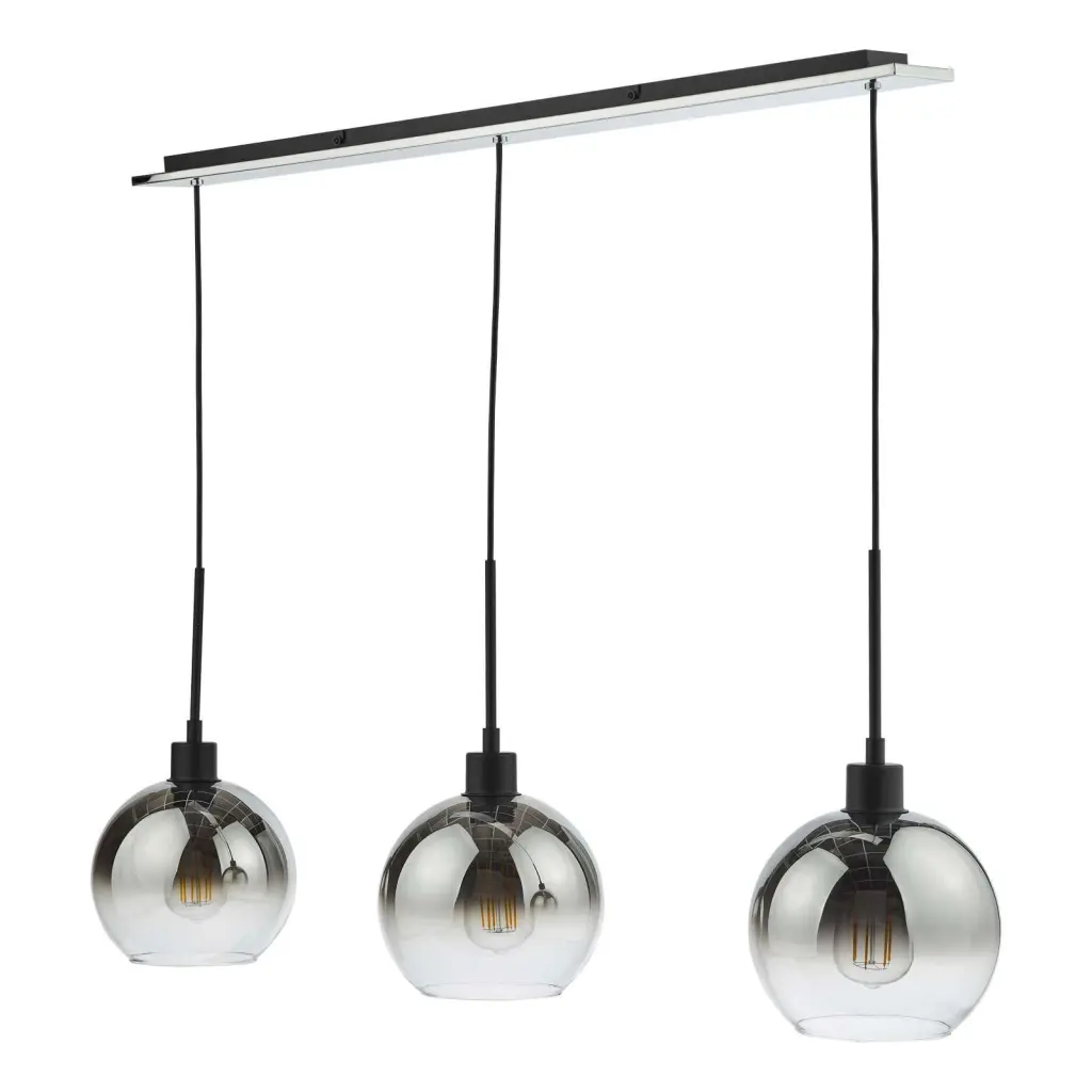 Lycia 3 Light Bar Pendant in Matt Black with Ombre Glass