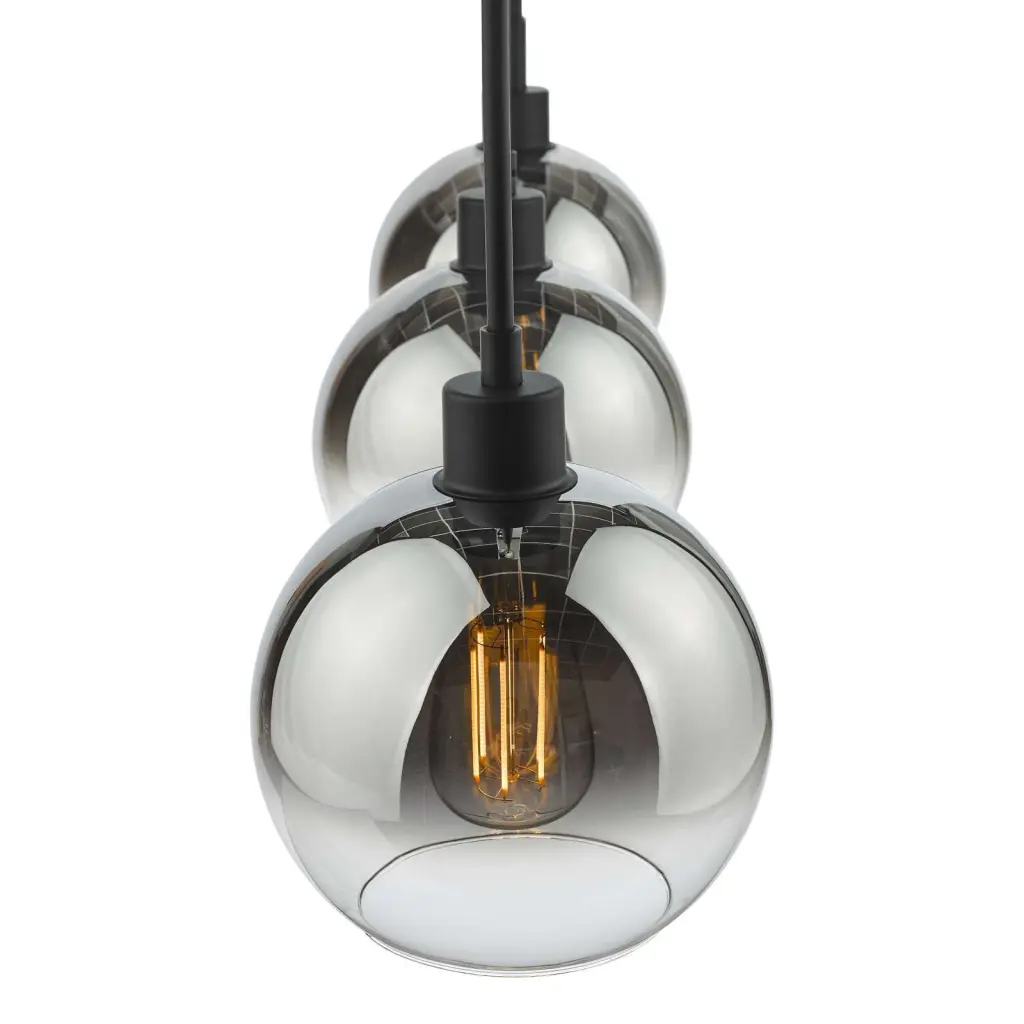 Lycia 3 Light Bar Pendant in Matt Black with Ombre Glass