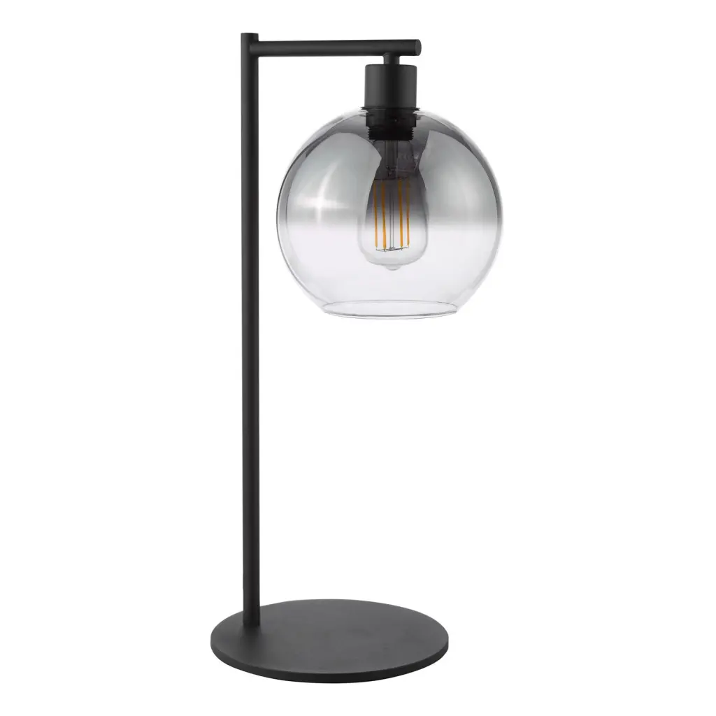Lycia Matt Black Table Lamp C/W Smoked Ombre Glass