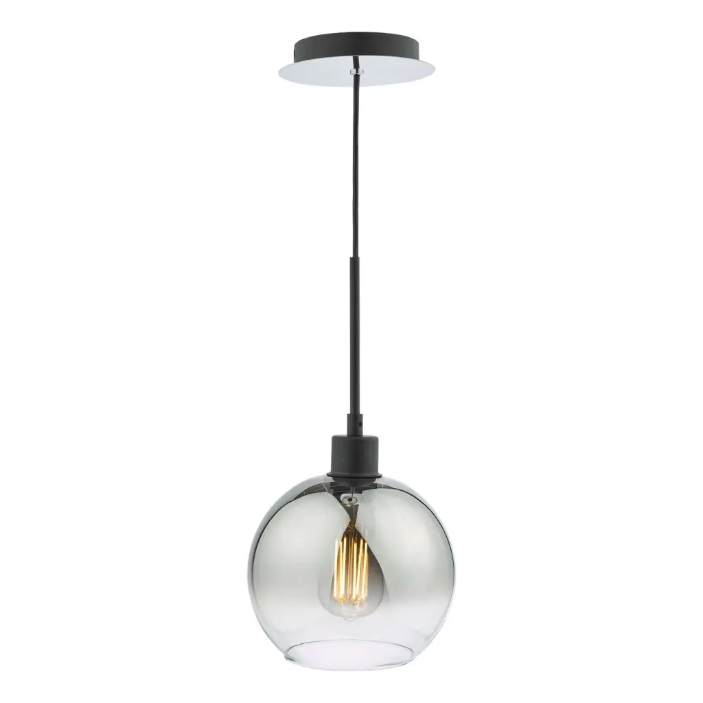Lycia Single Matt Black Pendant C/W Smoked Ombre Glass
