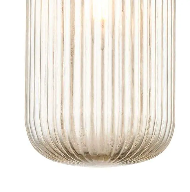 Mason 1 Light Amber Ribbed Glass Pendant