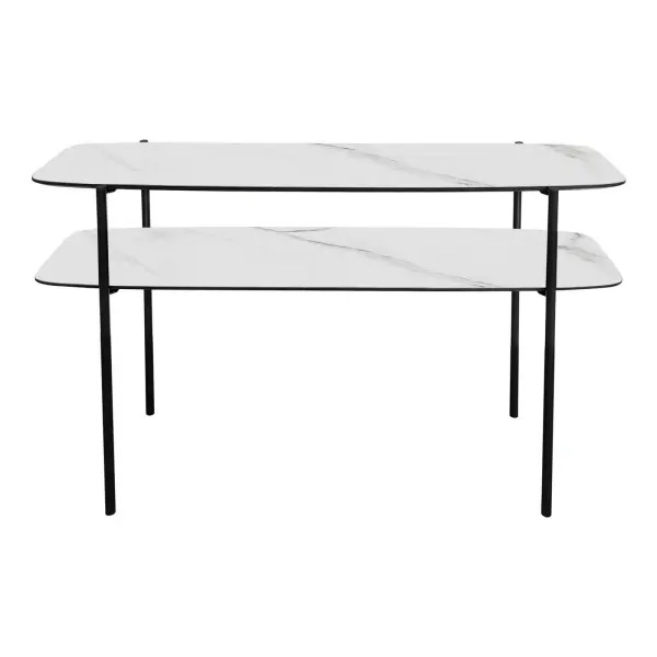Agnesa 2 Tier Console Table with Light Marble Effect
