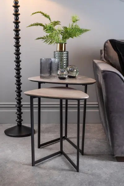 Mibello Nested Side Tables with Oak Effect