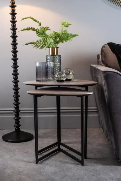 Mibello Nested Side Tables with Oak Effect