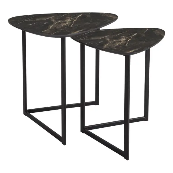 Mibello Nested Side Tables with Dark Marble Effect