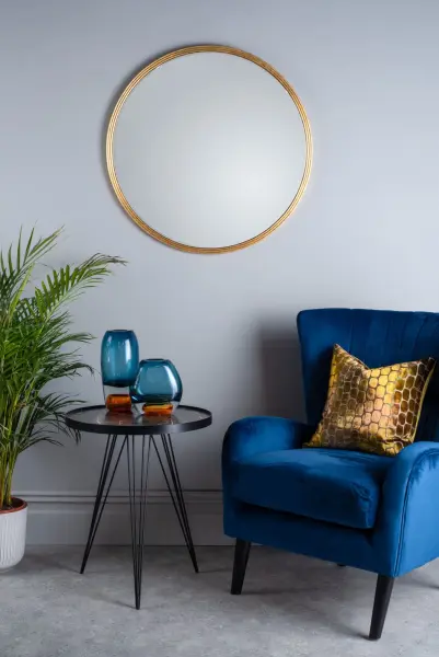 Rauma Round Side Table with Dark Marble Effect