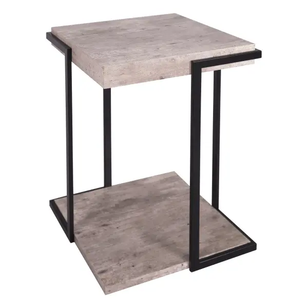 Royan Square Side Table with Concrete Effect