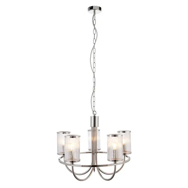Henbury 5 Light Ribbed Glass Pendant