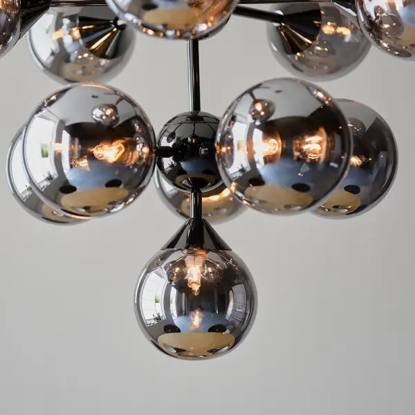 Oscar 11 Light Pendant in Black with Smoked Glass