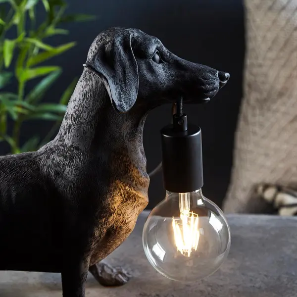 Matt Black Dachshund Table Lamp
