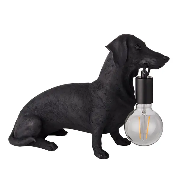 Matt Black Dachshund Table Lamp