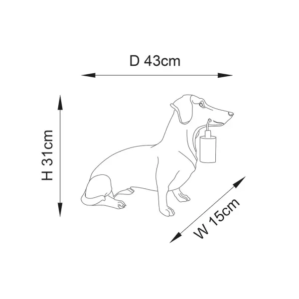 Matt Black Dachshund Table Lamp