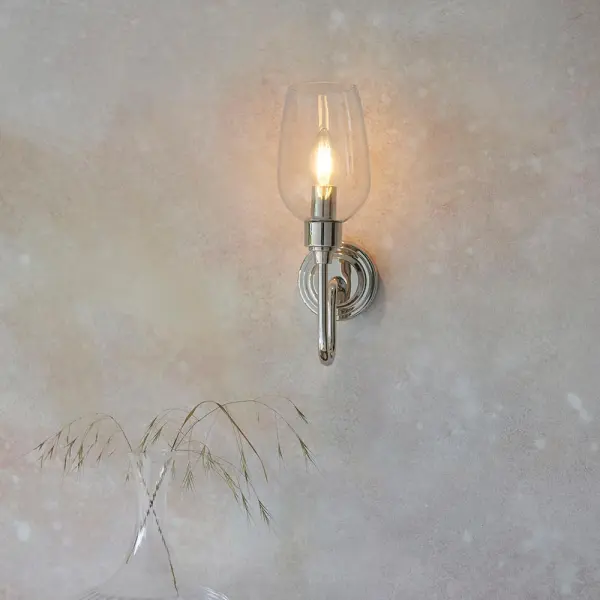 Pure Wall Light in Bright Nickel & Clear Glass