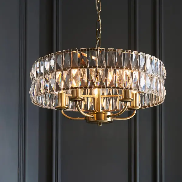 Clifton 5 Light Pendant in Antique Brass