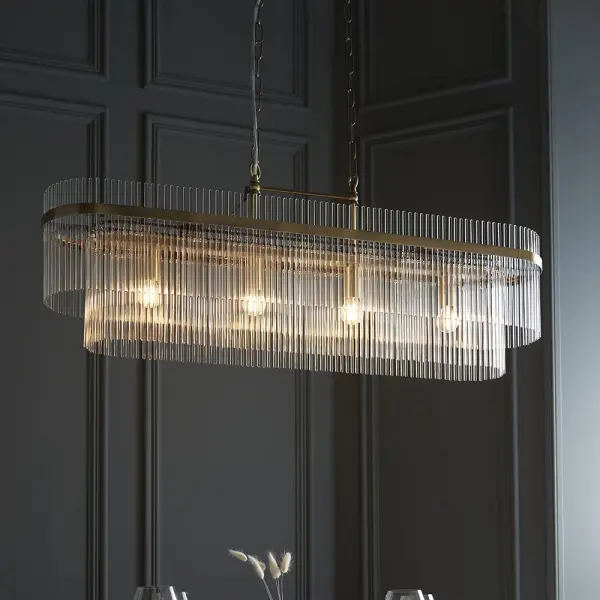 Marietta Linear Pendant in Antique Brass