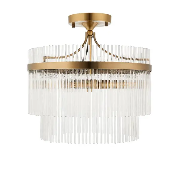 Marietta Antique Brass 3 Light Semi Flush Fitting
