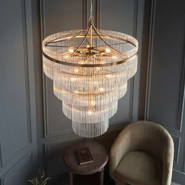 Marietta 16 Light Tiered Pendant in Antique Brass