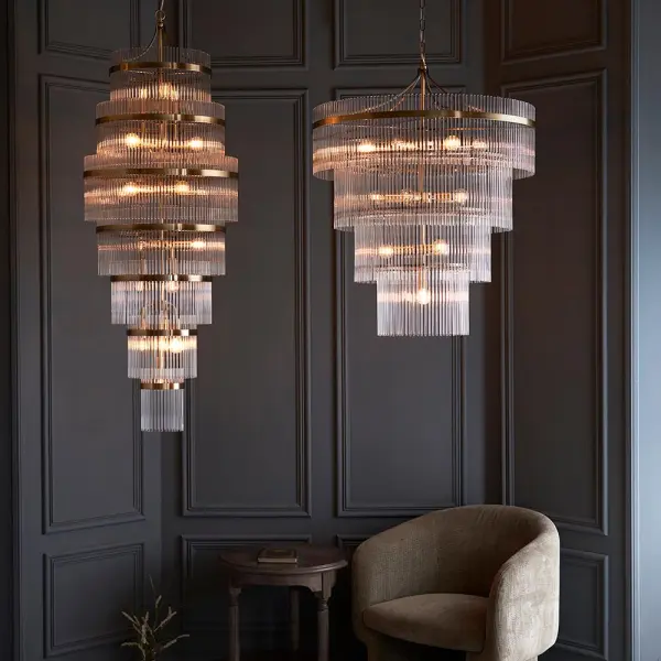 Marietta 16 Light Tiered Pendant in Antique Brass
