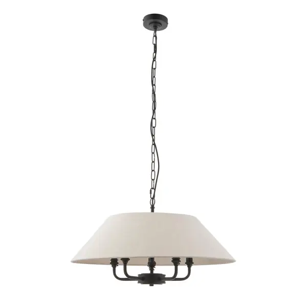 Lille 5 Light Matt Black Pendant with Drum Shade