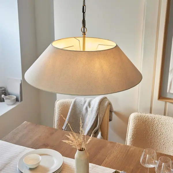 Lille 5 Light Antique Brass Pendant with Drum Shade