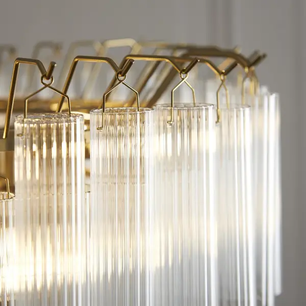 Toulouse 12 Light Satin Brass Frame Ribbed Clear Glass