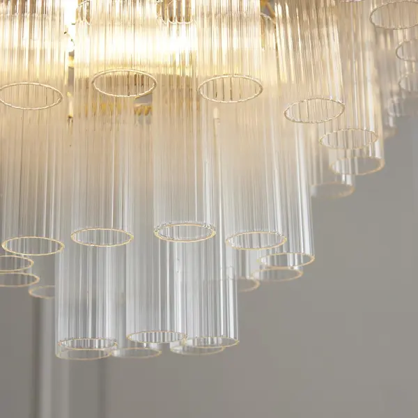 Toulouse 12 Light Satin Brass Frame Ribbed Clear Glass