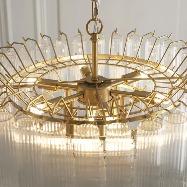Toulouse 12 Light Satin Brass Frame Ribbed Clear Glass