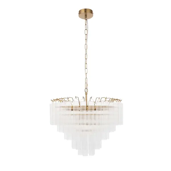 Toulouse 12 Light Satin Brass Frame Ribbed Clear Glass