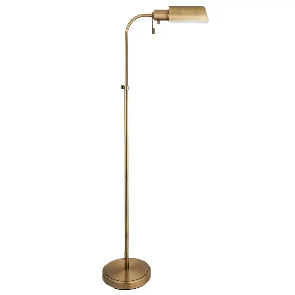 Pharmacy Antique Brass Floor Lamp with Brass Shade