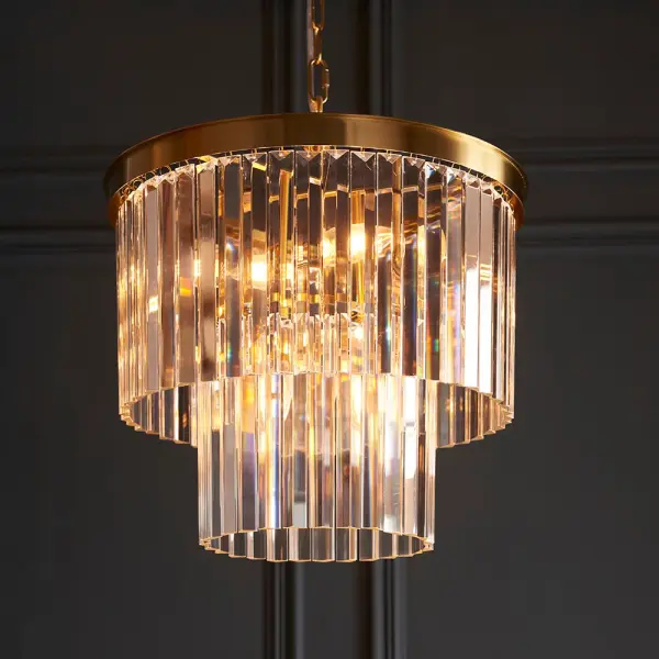 Conaston 4 Light Ceiling Pendant in Brass with Glass Drops