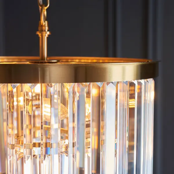 Conaston 4 Light Ceiling Pendant in Brass with Glass Drops