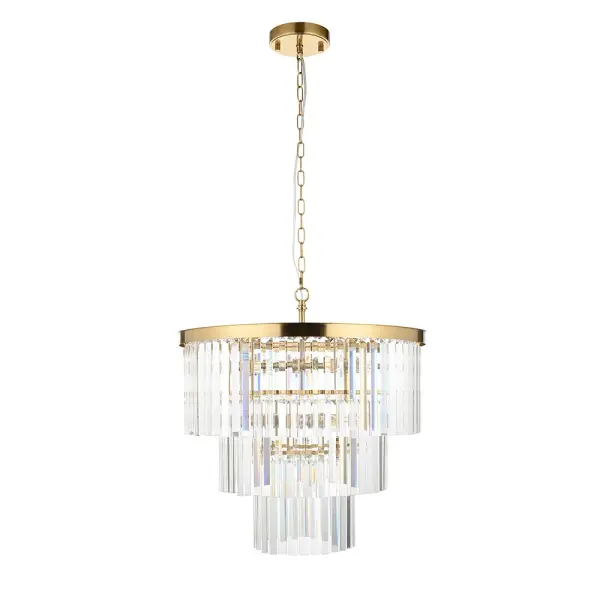 Conaston 7 Light Ceiling Pendant in Brass with Glass Drops