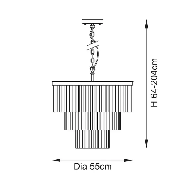 Conaston 7 Light Ceiling Pendant in Brass with Glass Drops