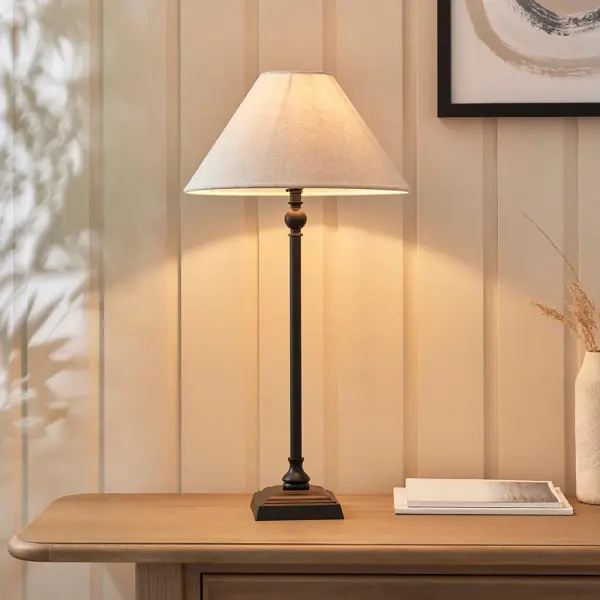Lille Matt Black Table Lamp C/W Shade