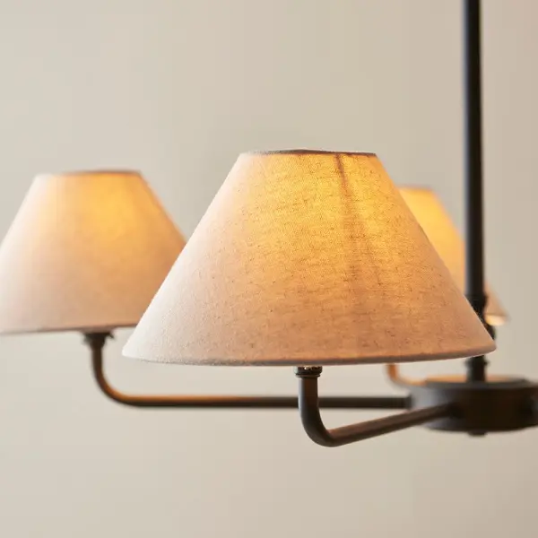 Lille 5 Light Matt Black Pendant C/W Shades