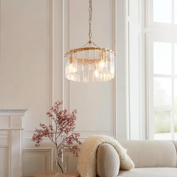 Karine 3 Light Pendant with Textured Glass