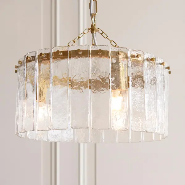 Karine 3 Light Pendant with Textured Glass