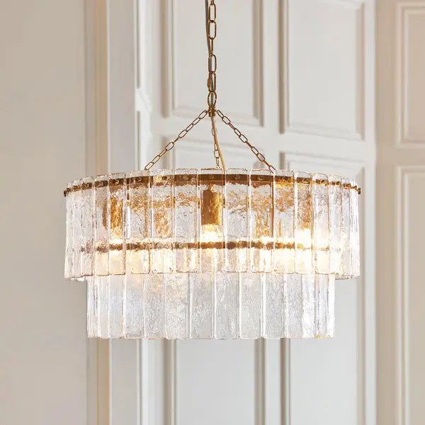 Karine Tiered 5 Light Pendant with Textured Glass