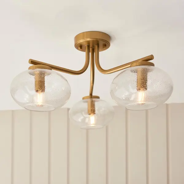 Jacob 3 Light Semi Flush Brass Fitting