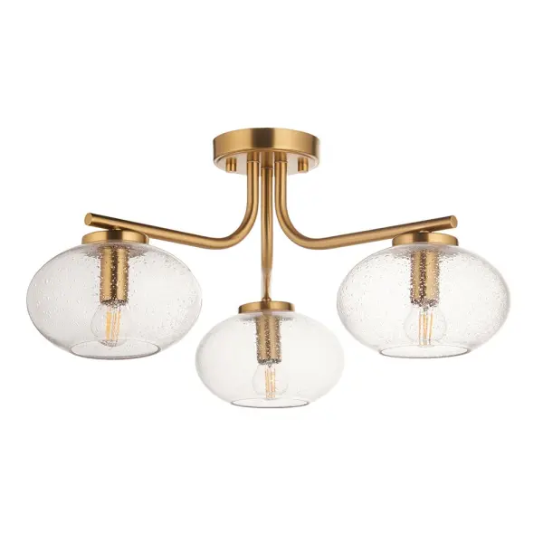 Jacob 3 Light Semi Flush Brass Fitting