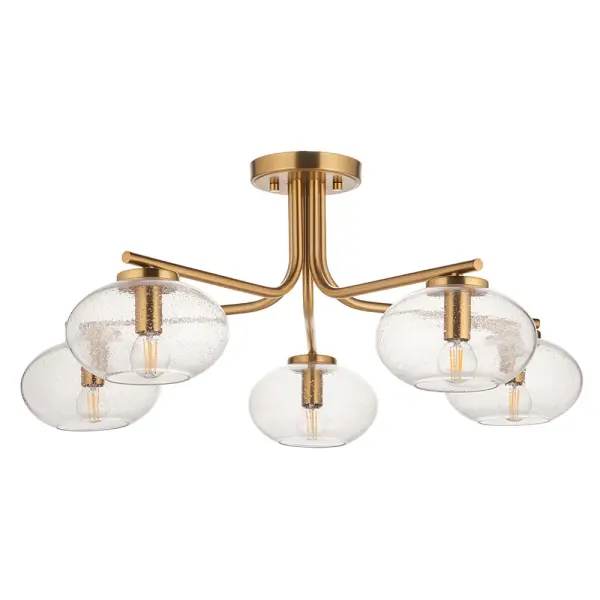 Jacob 5 Light Semi Flush Brass Fitting