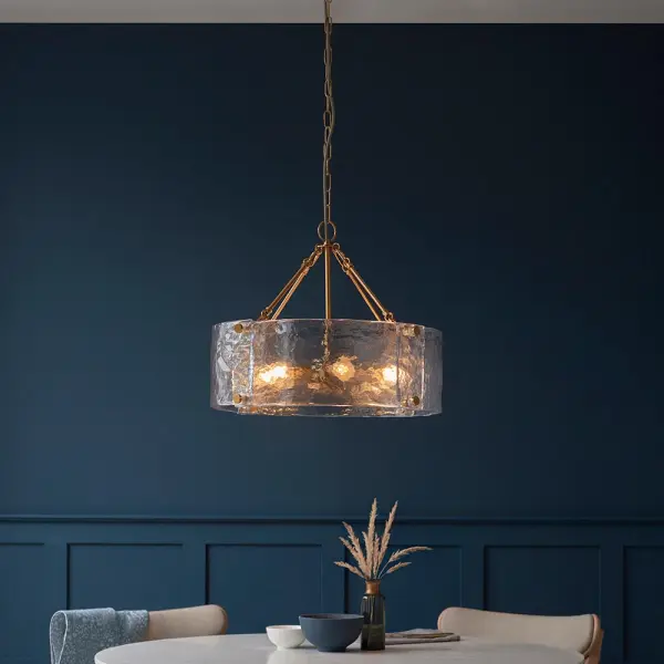 Keller 6 Light Ceiling Pendant with Cylindrical Textured Glass