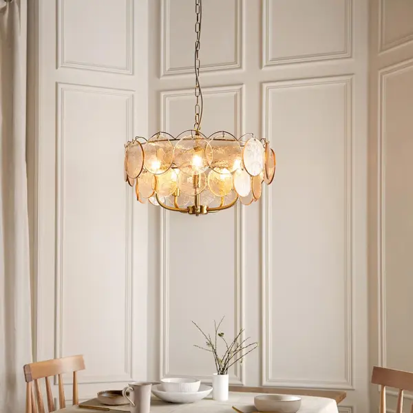 Elish Champagne Glass & Brass 5 Light Ceiling Pendant