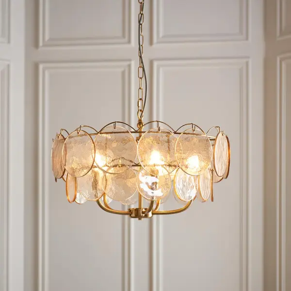 Elish Champagne Glass & Brass 5 Light Ceiling Pendant