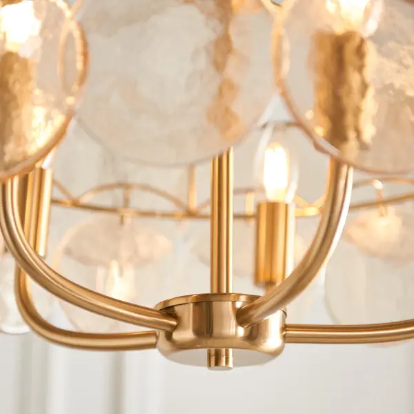 Elish Champagne Glass & Brass 5 Light Ceiling Pendant